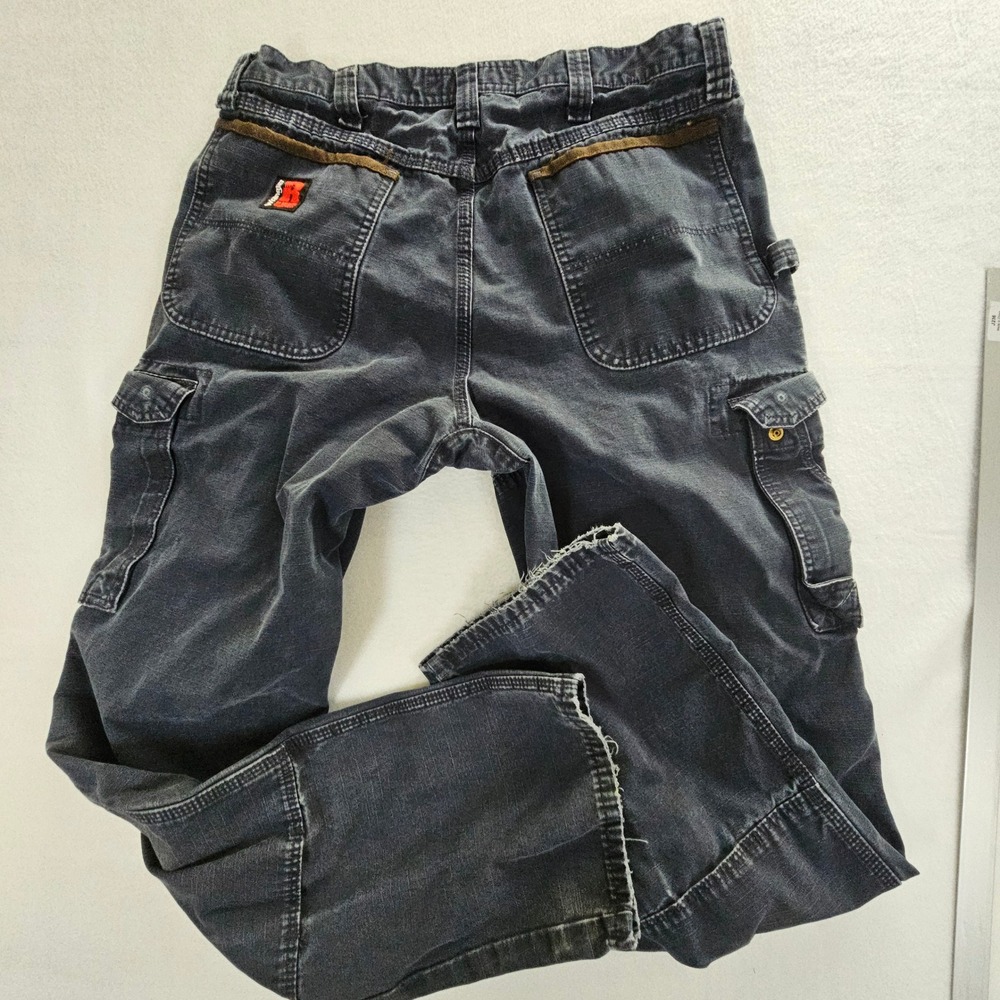 Wrangler RIGGS Workwear Mens Cargo Pants  Blue Cotton Ripstop double knee 35x34 - Picture 12 of 13